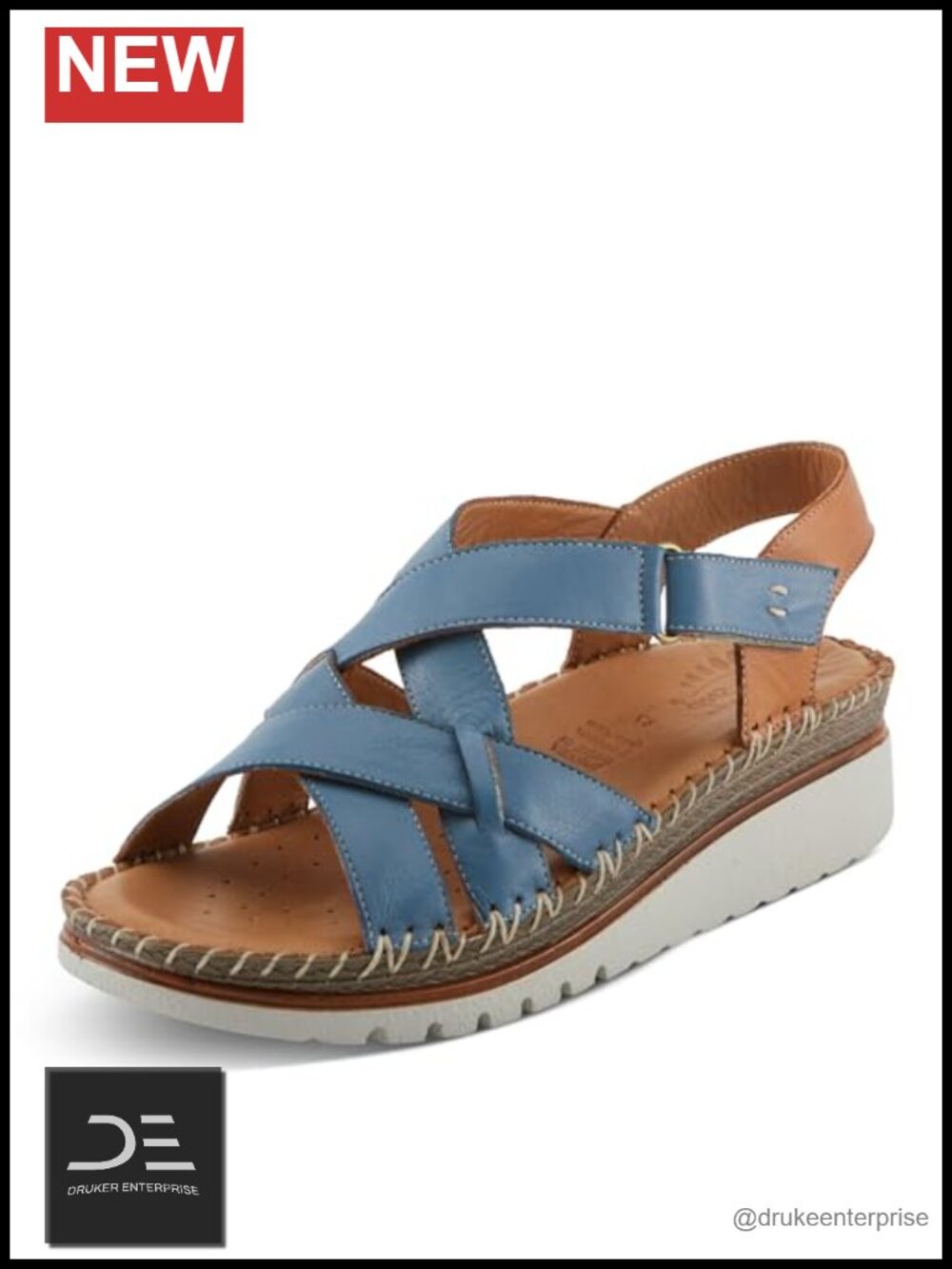 Women's Leather Wedge Sandals Slingback Hook & Loop